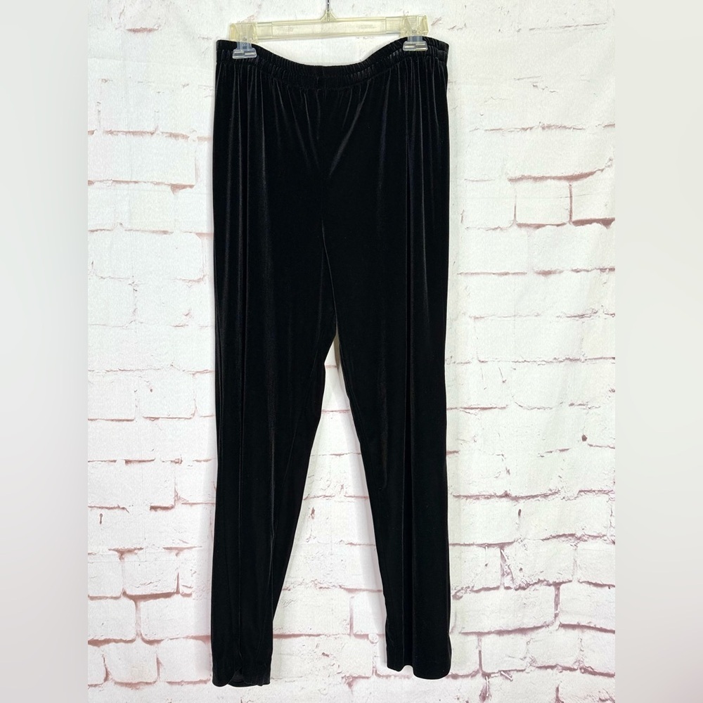 R&M RICHARDS 14P Black Velvet Velour Elastic Waist Pull On Pants 14 PETITE - Picture 7 of 12